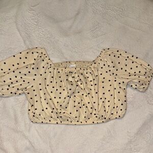 Zara Cream and Black Polka Dot Blouse
